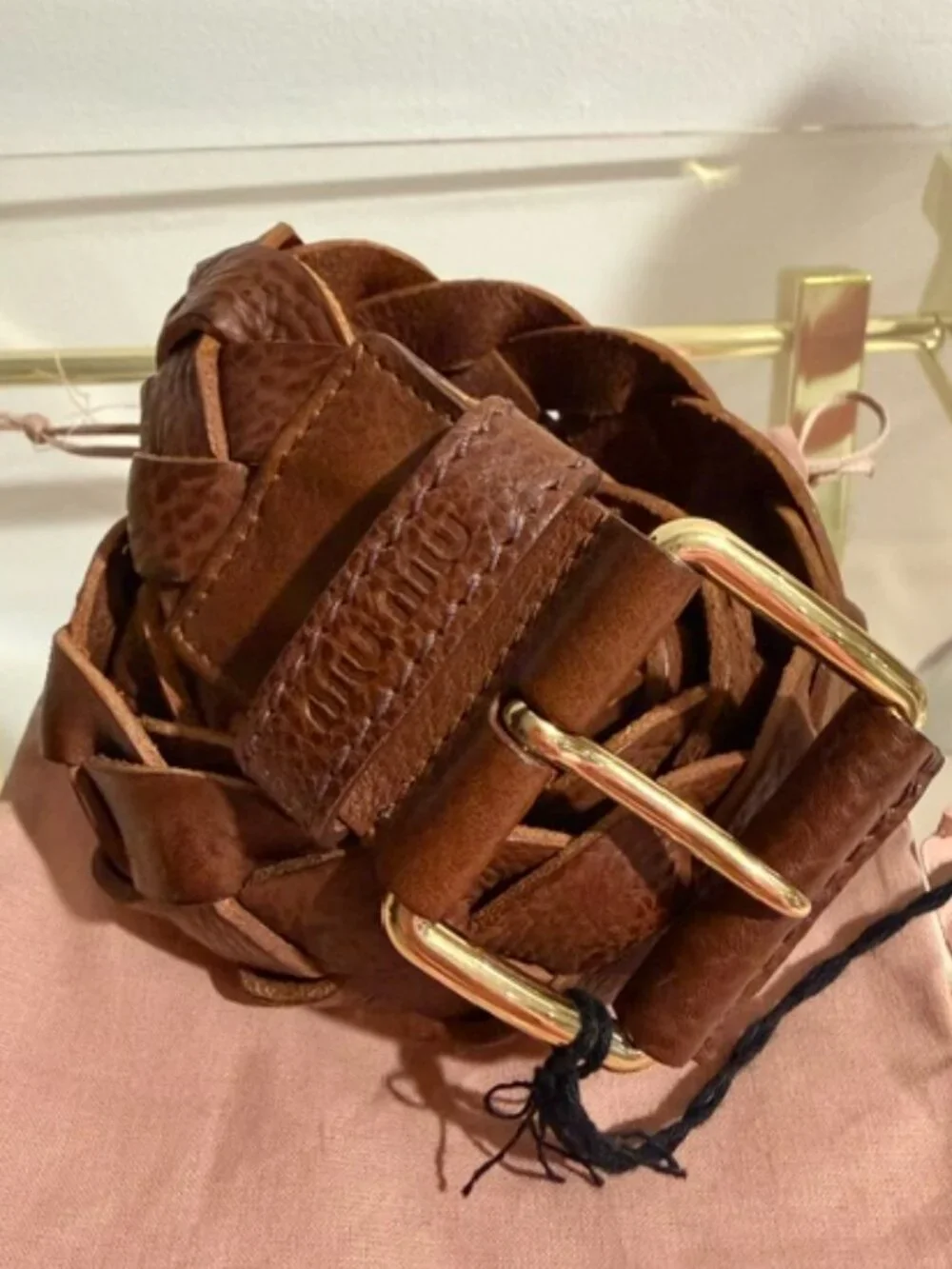 Miu Miu Leather braided belt
